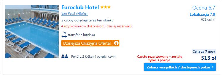 Tani nocleg na Malcie - cena